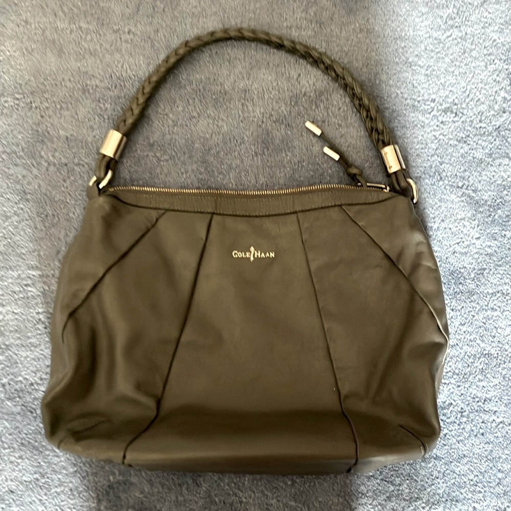 Cole Hann Grey Leather purse with silver hardware